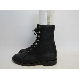 Black Men's Lace-Up Leather Combat Boots
